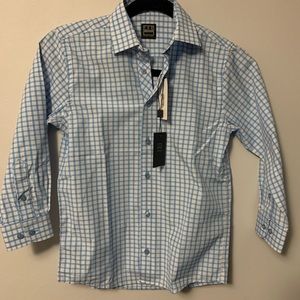 NWT Ike Behar Boys Blue Plaid Dress Shirt 8